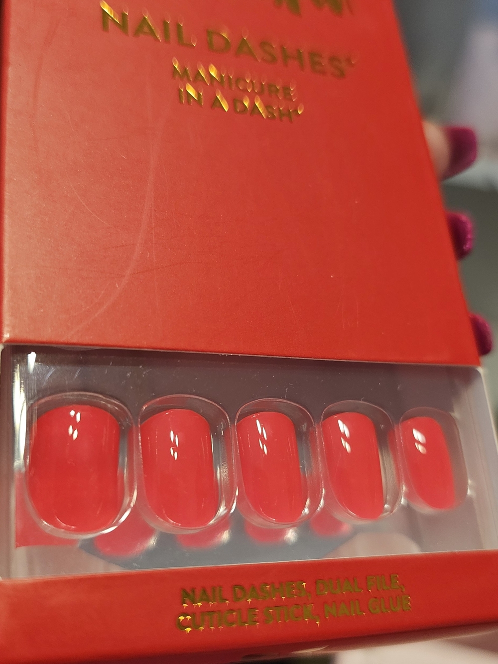 Nail Dashes Press-On Nails in Bright Red - Manicure In A Dash - Picture 2 of 3
